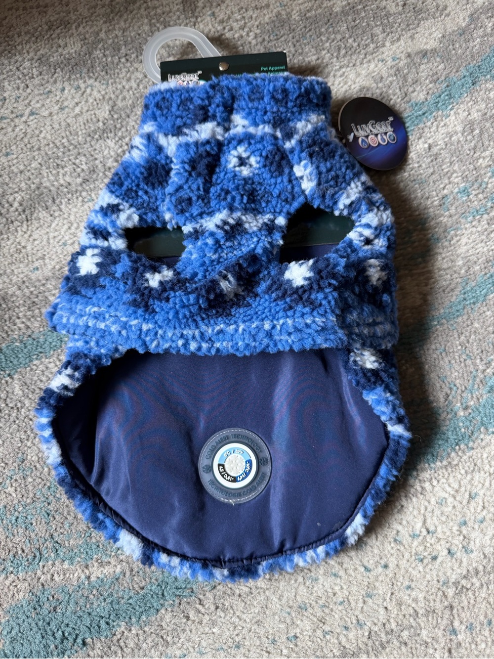 Blue Plaid Dog Vest by LuvGear, Size S- Cozy Insulated Jacket